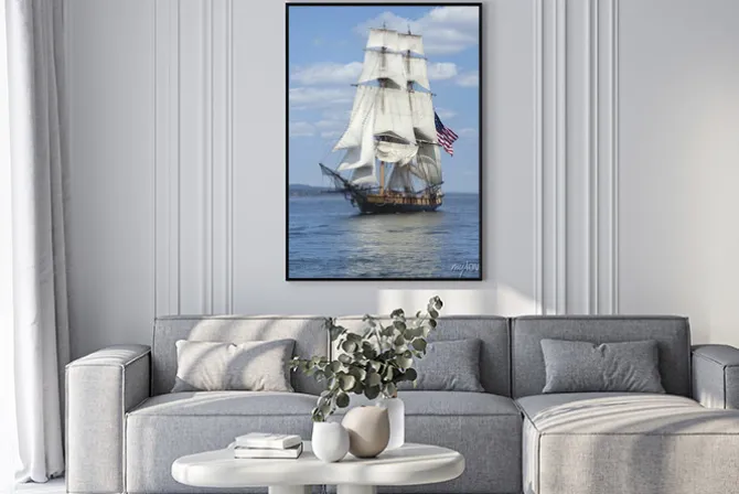 Plakat: Zabytkowy statek na morzu