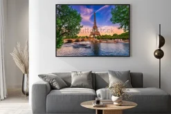 Plakat: Zachód słońca nad sekwaną w paryżu