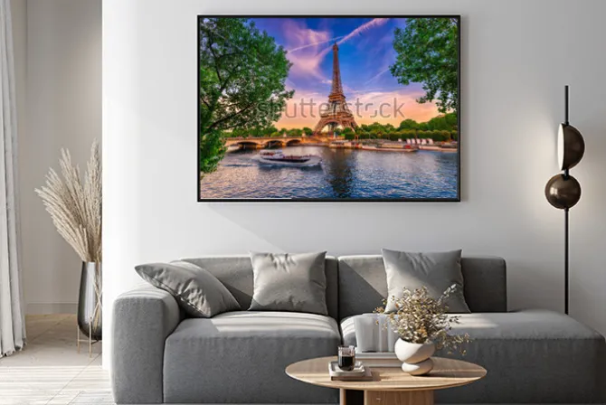 Plakat: Zachód słońca nad sekwaną w paryżu