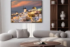 Plakat: Zachód słońca w oia, santorini, grecja