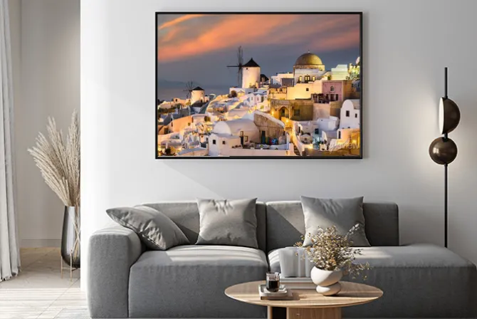 Plakat: Zachód słońca w oia, santorini, grecja