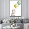 Plakat: Zajączek trzymający balony