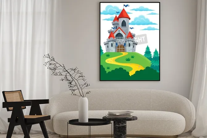 Plakat: Zamek z bajki na wzgórzu