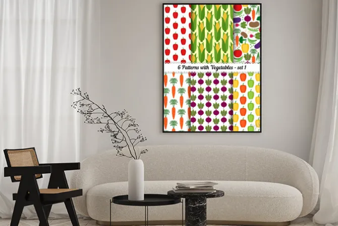 Plakat: Zestaw bez szwu desenie z różnych warzyw