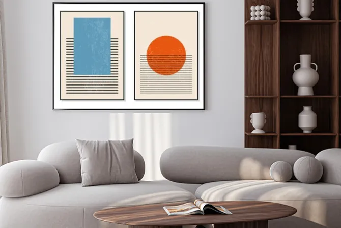 Plakat: Zestaw geometrycznych kompozycji w stylu bauhaus