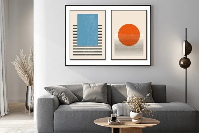 Plakat: Zestaw geometrycznych kompozycji w stylu bauhaus