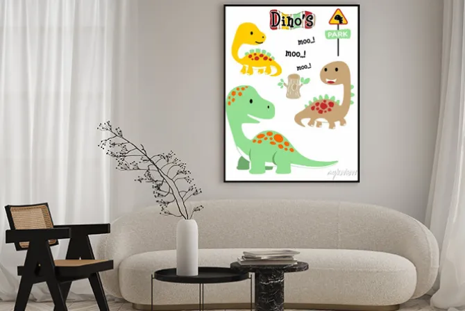 Plakat: Zestaw kreskówek dinozaurów