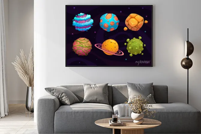 Plakat: Zestaw kreskówek fantasy planety