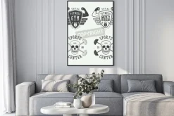 Plakat: Zestaw logo siłowni, etykiet i znaczków w stylu vintage