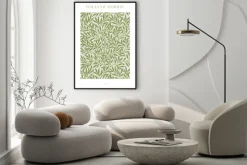 Plakat: Zielone liście kompozycja w stylu william morris