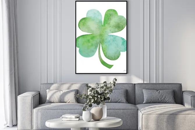 Plakat: Zielony koniczyny ilustracja akwarela