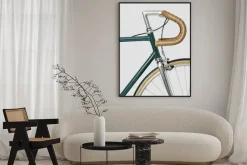 Plakat: Zielony rower w stylu vintage