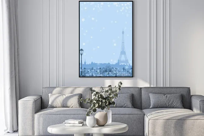 Plakat: Zima w paryżu tła