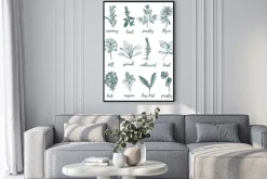 Plakat: Zioła i przyprawy w stylu grawerunku