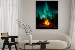 Plakat: Zorza polarna nad lasem