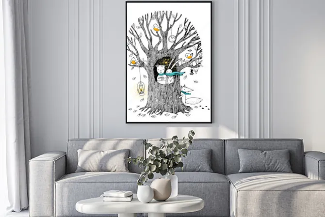 Plakat: Zwierzątka mieszkające w drzewie