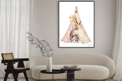 Plakat: Zwierzątka w boho tipi dla dzieci