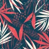 Tapeta: Abstract pattern with tropical leaves and plants on a dark geometric