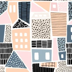 Tapeta: Abstrakcyjna bezszwowych deseń z domów ręcznie rysowane tekstury