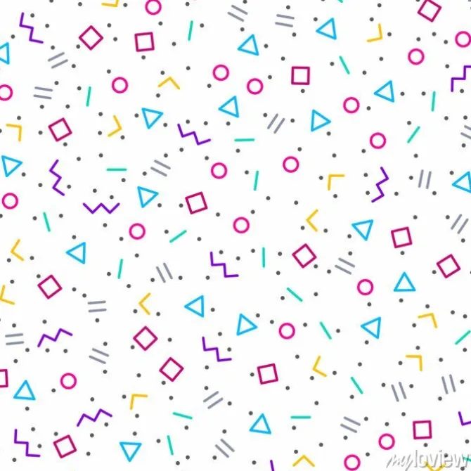 Tapeta: Abstrakcyjne geometryczne tła, styl memphis, jasne kolory neonowe,