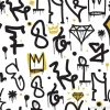 Tapeta: Abstrakcyjne graffiti z koronami i diamentami
