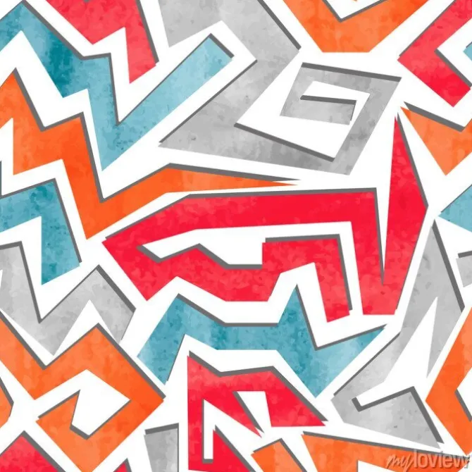 Tapeta: Akwarela graffiti, kolorowe szwu. wektor geometryczne abstrakcyjne