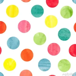 Tapeta: Akwarela kolorowe polka dot bez szwu deseń. vector ilustracji