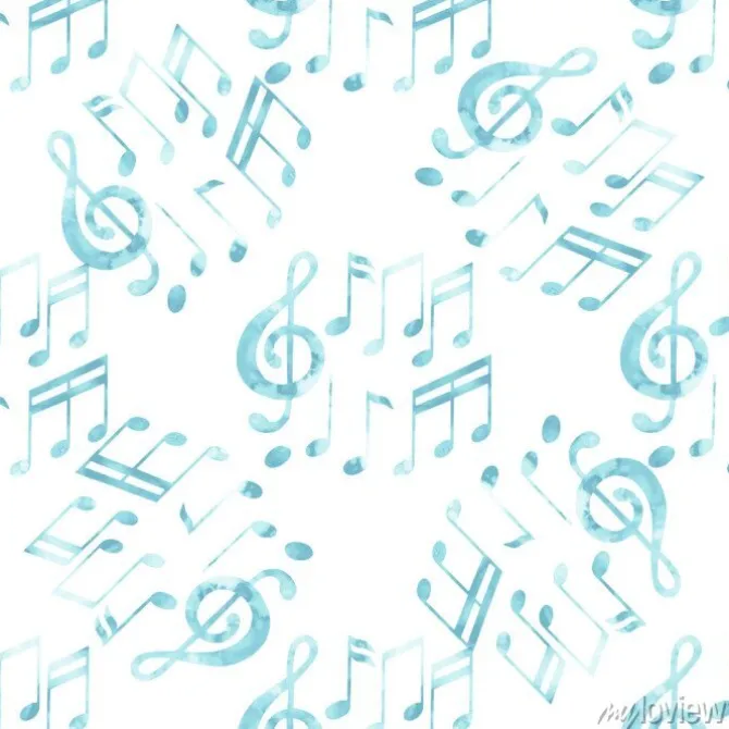 Tapeta: Akwarela muzyczny wzór notatek