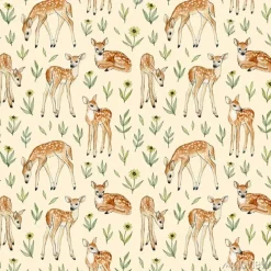 Tapeta: Akwarela ręcznie malowane słodkie jelenie z dzikimi kwiatami.