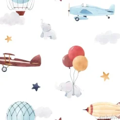Tapeta: Akwarela samolot dziecko wzór