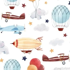 Tapeta: Akwarela samolot dziecko wzór
