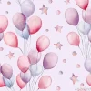Tapeta: Akwarelowe balony na sznurkach i gwiazdki