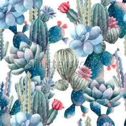 Tapeta: Akwarelowe kwitnące kaktusy