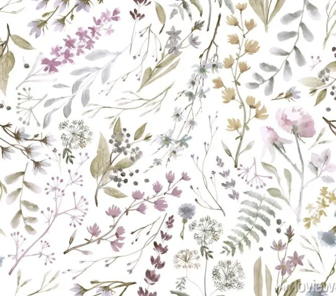 Tapeta: Akwarelowy wzór z dzikimi kwiatami
