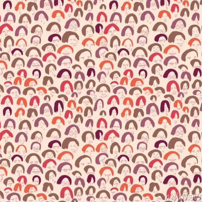 Tapeta: Artystyczne szwu z tłumem ludzi. tusz kreślarski prostu stoi