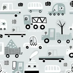 Tapeta: Auta w odcieniach szarości dla dzieci