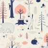 Tapeta: Autumn forest seamless vector pattern. woody landscape with hedgehog