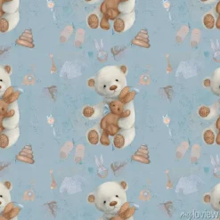 Tapeta: Baby illustration seamless pattern, teddy bear pattern
