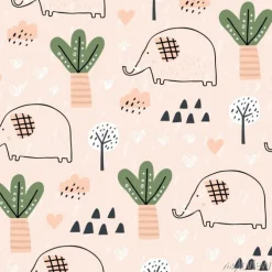 Tapeta: Baby seamless pattern with tropical forest and elephant. perfect