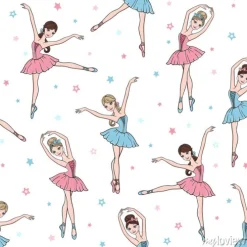 Tapeta: Balet taniec wzór z słodkie baletnice w tutu sukienki i gwiazdy