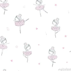 Tapeta: Baletnice i serduszka dla dzieci