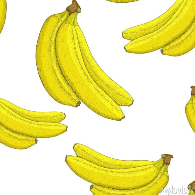 Tapeta: Banany. ręcznie rysowane szkic. bezszwowy wzór