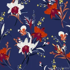 Tapeta: Beautiful bouquet of orchid flower seamless pattern in hand drawn