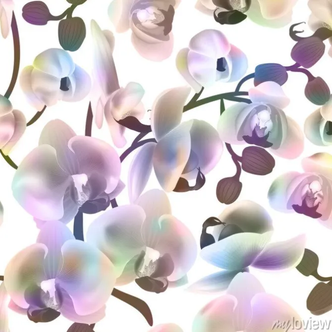 Tapeta: Beautiful colorful seamless pattern with orchid flowers . vector