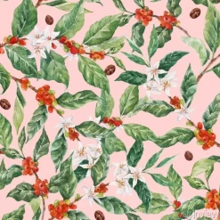 Tapeta: Beautiful seamless pattern with watercolor hand drawn coffee