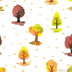 Tapeta: Bez szwu akwarela jesienią deseń drzew. wektor lasu jesienią