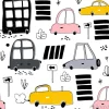 Tapeta: Bez szwu deseń ręcznie rysowane cute samochodu. samochody cartoon,