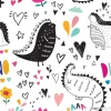 Tapeta: Bez szwu deseń z cute czarny dinozaurów w naturze