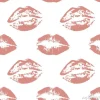 Tapeta: Bez szwu deseń z czerwonymi ustami na białym tle. ilustracji