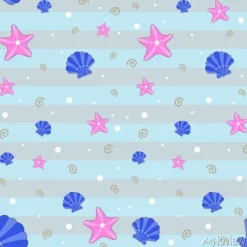 Tapeta: Bez szwu deseń z muszli i elementów morskich